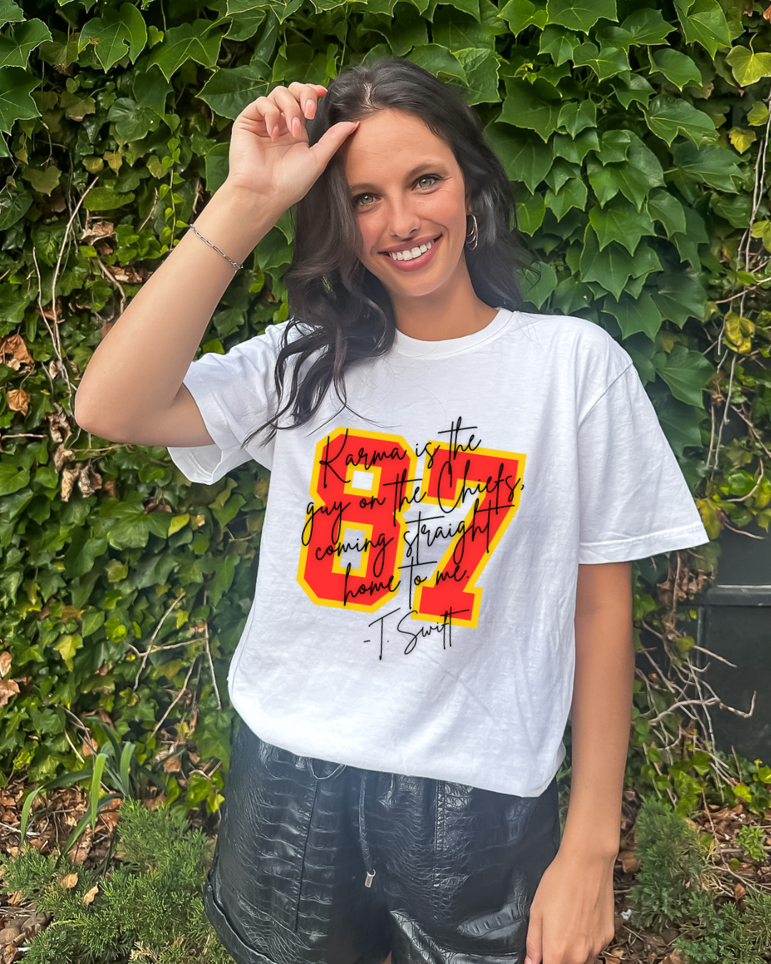 87 Karma Is The Guy On The Chiefs NFL X Taylor Adult Tee