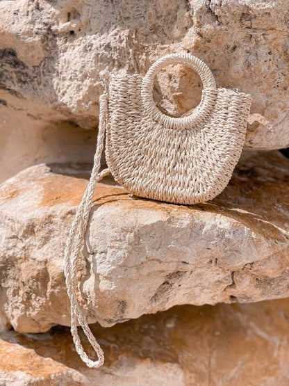 Mini Straw Crossbody Bag (Ivory)