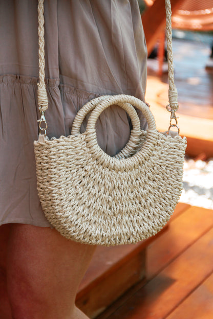 Mini Straw Crossbody Bag (Ivory)