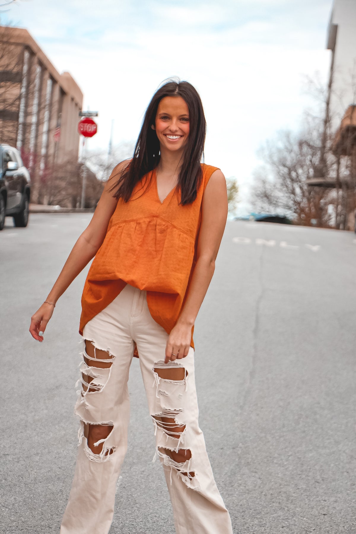Day Trips Smocked Top