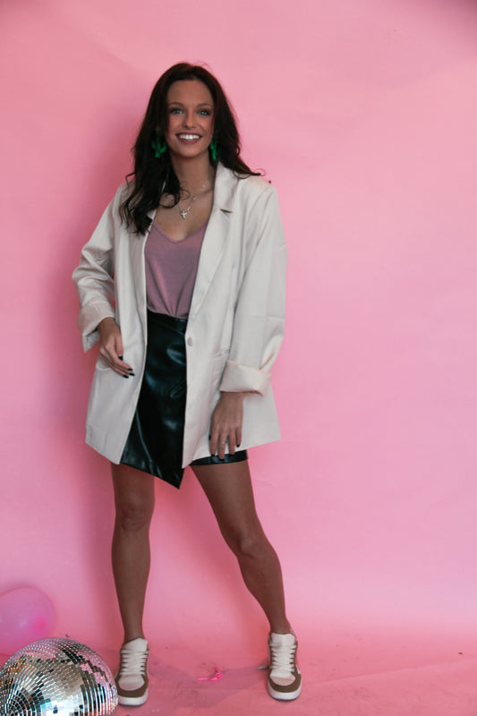 Peaked Your Interest Formal Blazer Jacket in Cream
